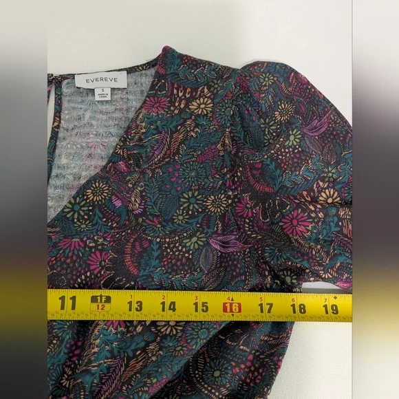 EVEREVE WOMENS floral Fall jumpsuit 3/4 ballon sleeves ockets cotton blend Small - Picture 14 of 15